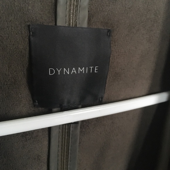 Dynamite Olive Green Faux Leather Open Blazer - Picture 4 of 4